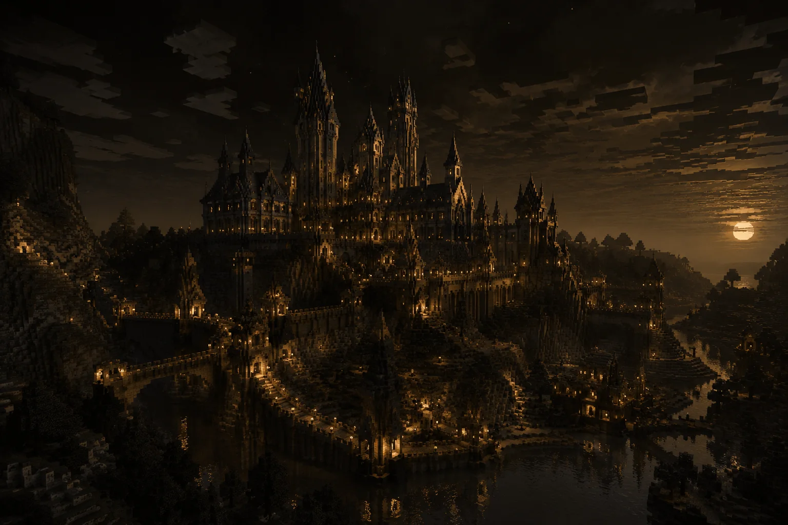 Healthy Minecraft castle world before an incident
